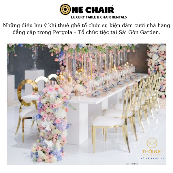 Hình 8: Cho thuê ghế sự kiện đám cưới louis mạ vàng cao cấp tại nhà hàng Pergola.