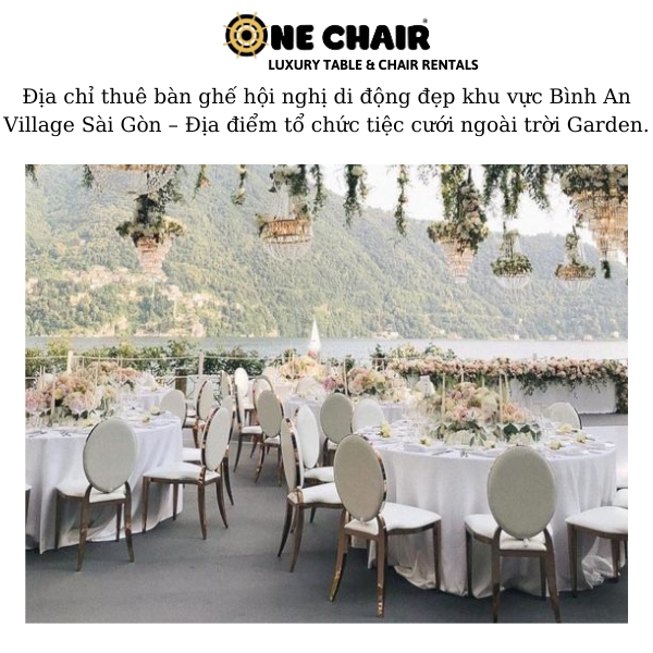 Hình 5: Cho thuê ghế sự kiện tiệc cưới cao cấp louis mạ vàng tai Bình An Village Sài Gòn.