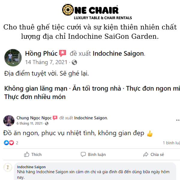 Hình 5: Đánh giá của khách hàng về Indochine Sài Gòn Garden.