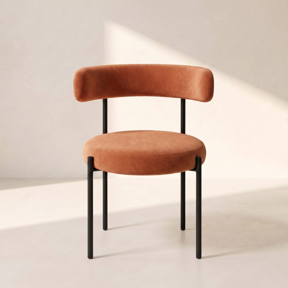 Bouclé Chair – Burnt Orange