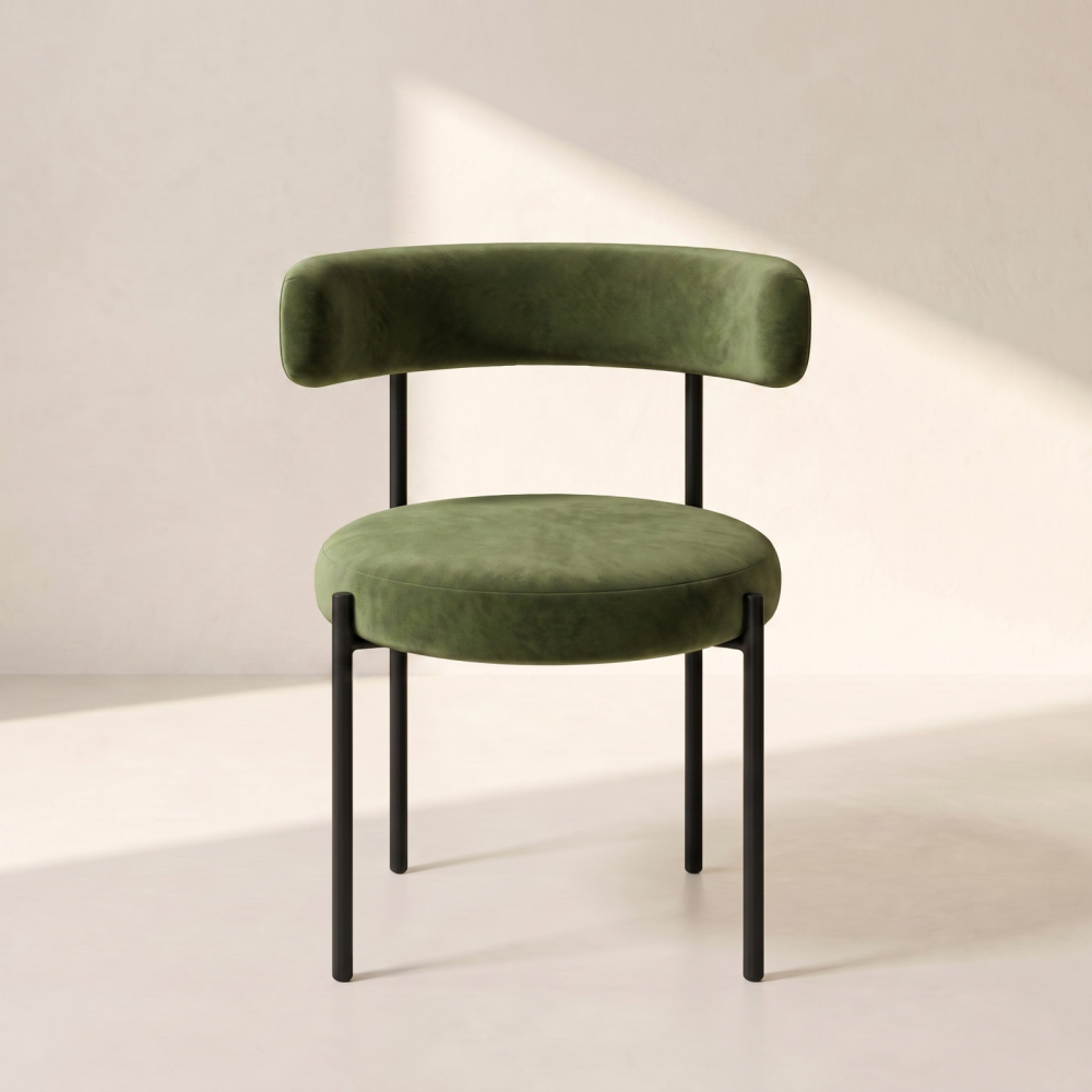 Bouclé Chair – Olive Moss