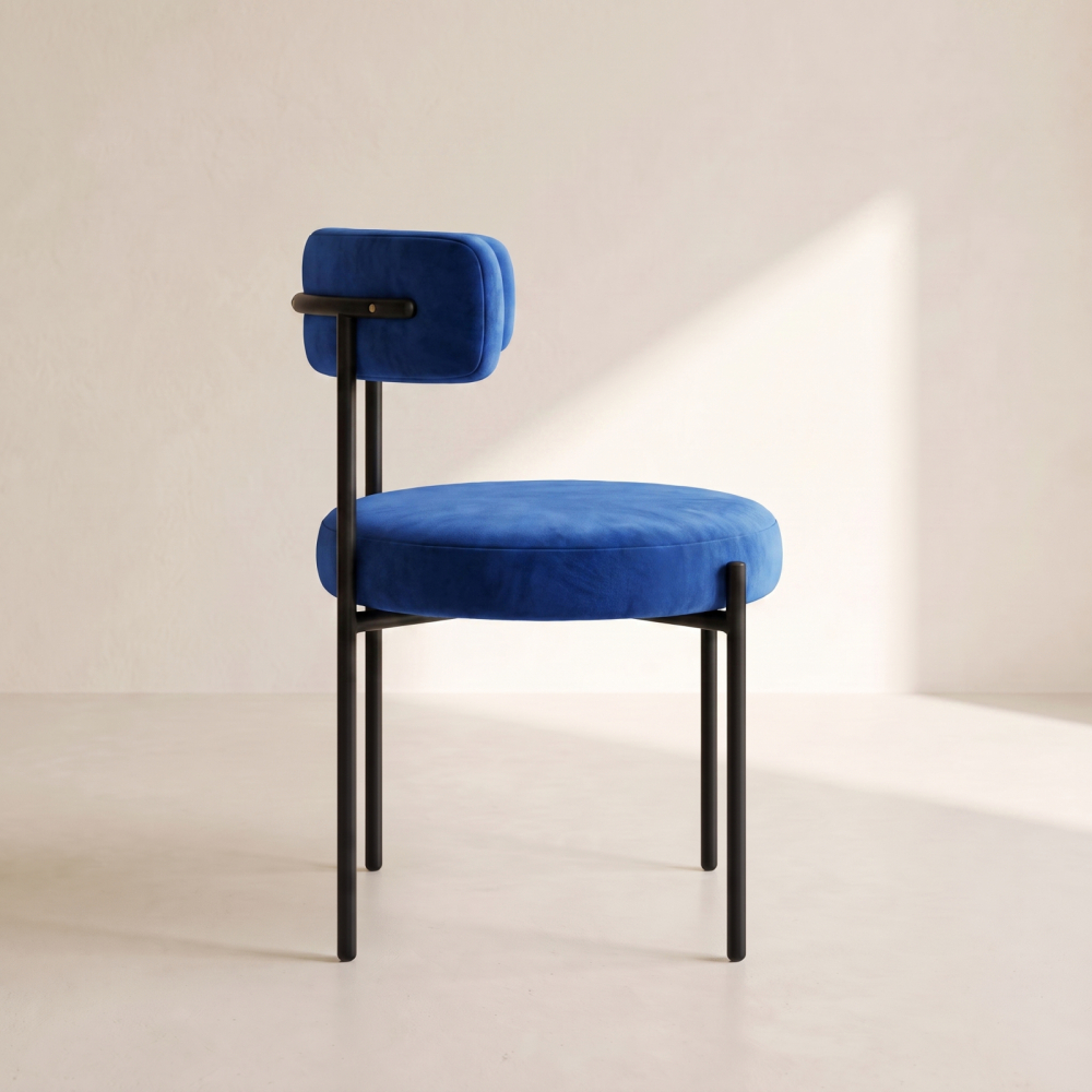 Bouclé Chair – Cobalt Blue