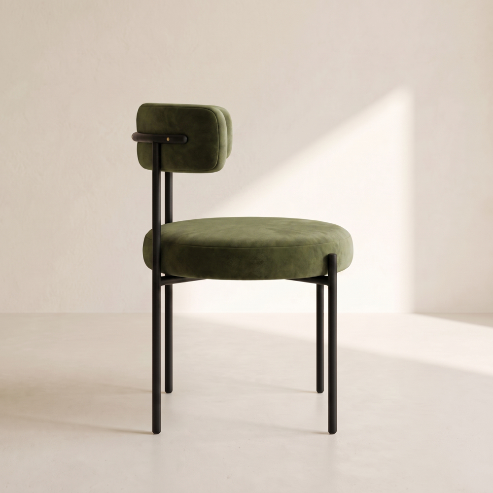 Bouclé Chair – Olive Moss