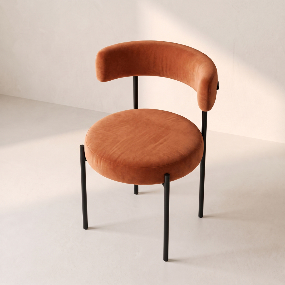 Bouclé Chair – Burnt Orange