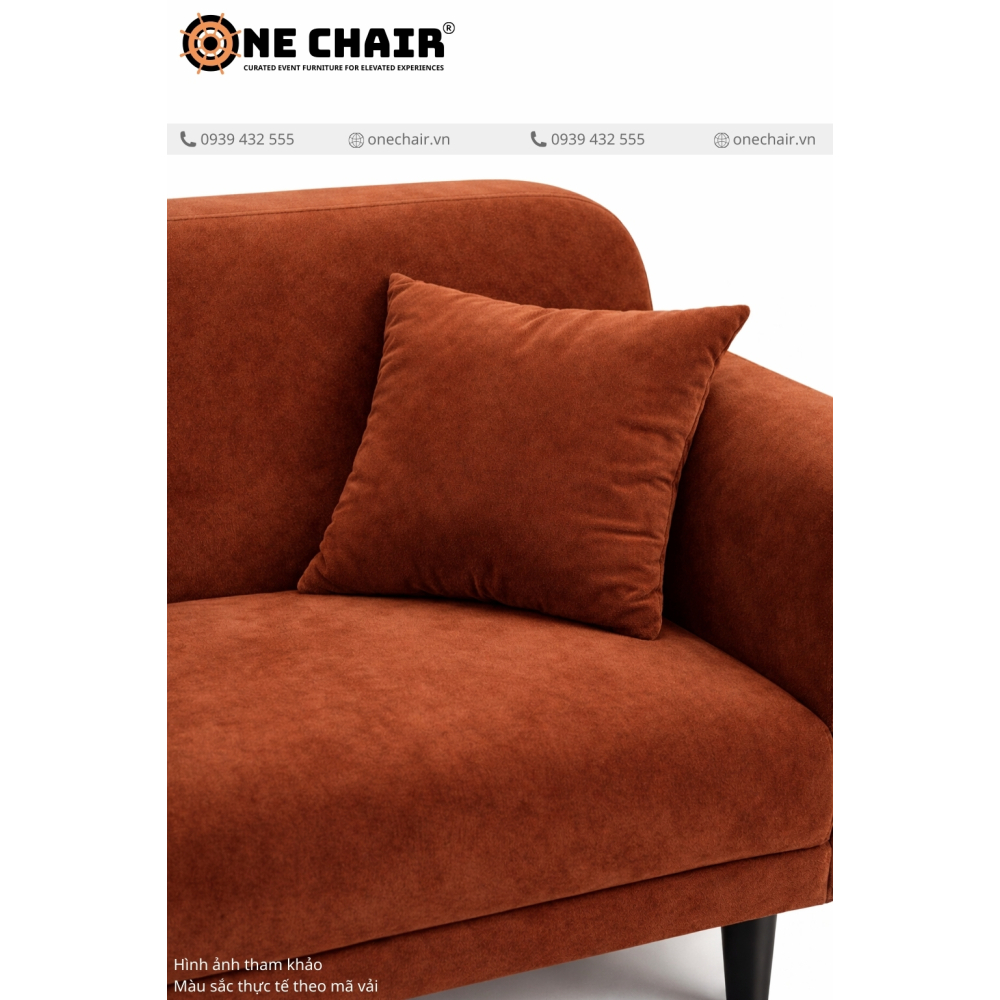 Sofa Băng Nhung Màu Nâu Đất – Hơi Thở Earthy Luxe Cho Sự Kiện Tinh Tế
