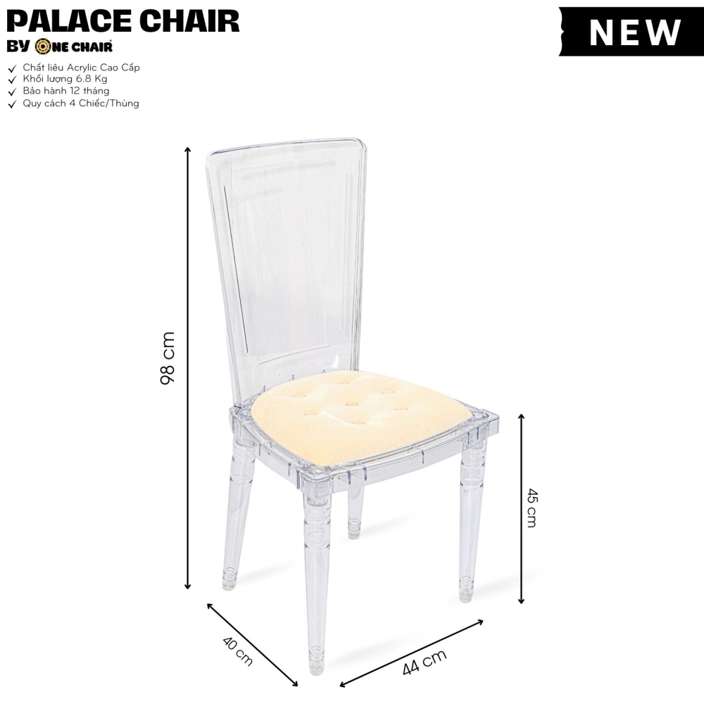 Palace Chair: Ghế Sự Kiện Trong Suốt – Phong Cách Hoàng Gia