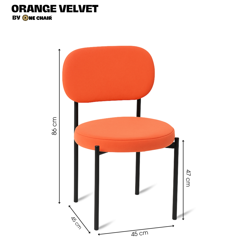 Orange Velvet – Khung Kim Loại Đen | Ghế Sofa Mini Sang Trọng