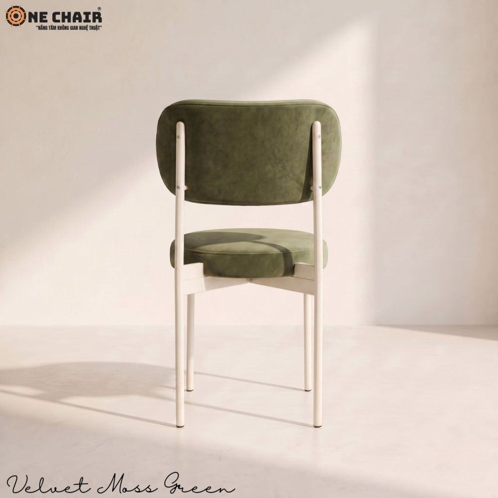 Velvet Chair – Olive Moss (White Frame)