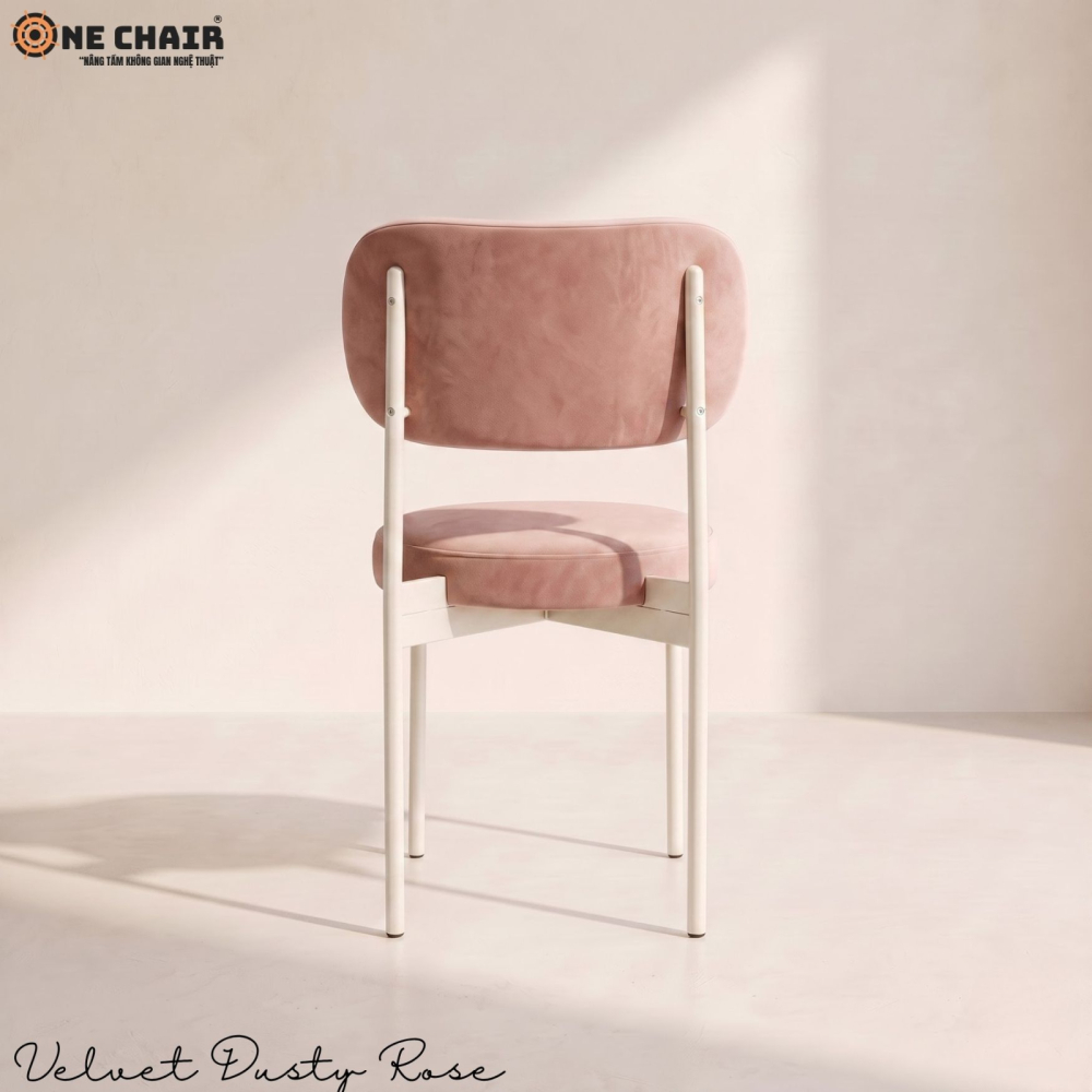 Velvet Chair – Pink (White Frame)