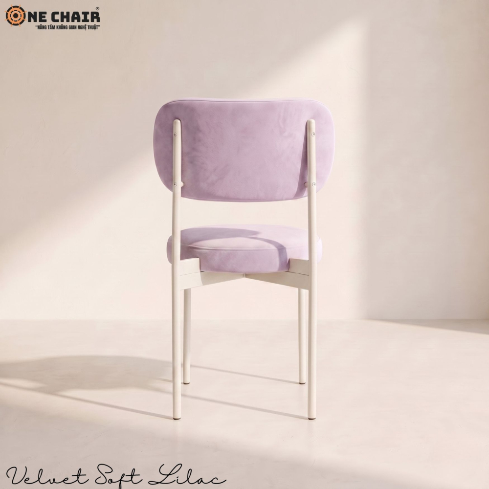 Velvet Chair – Soft Lilac (White Frame)