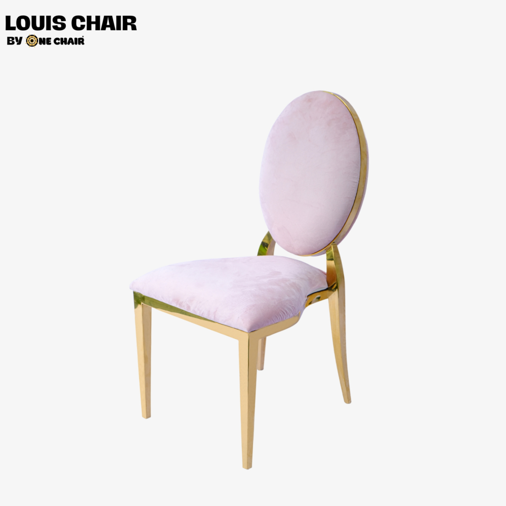 Louis Chair Nhung Hồng - Ghế Tiệc Cưới Mạ Vàng Tinh Tế