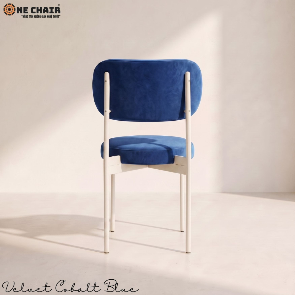 Velvet Chair – Cobalt Blue (White Frame)