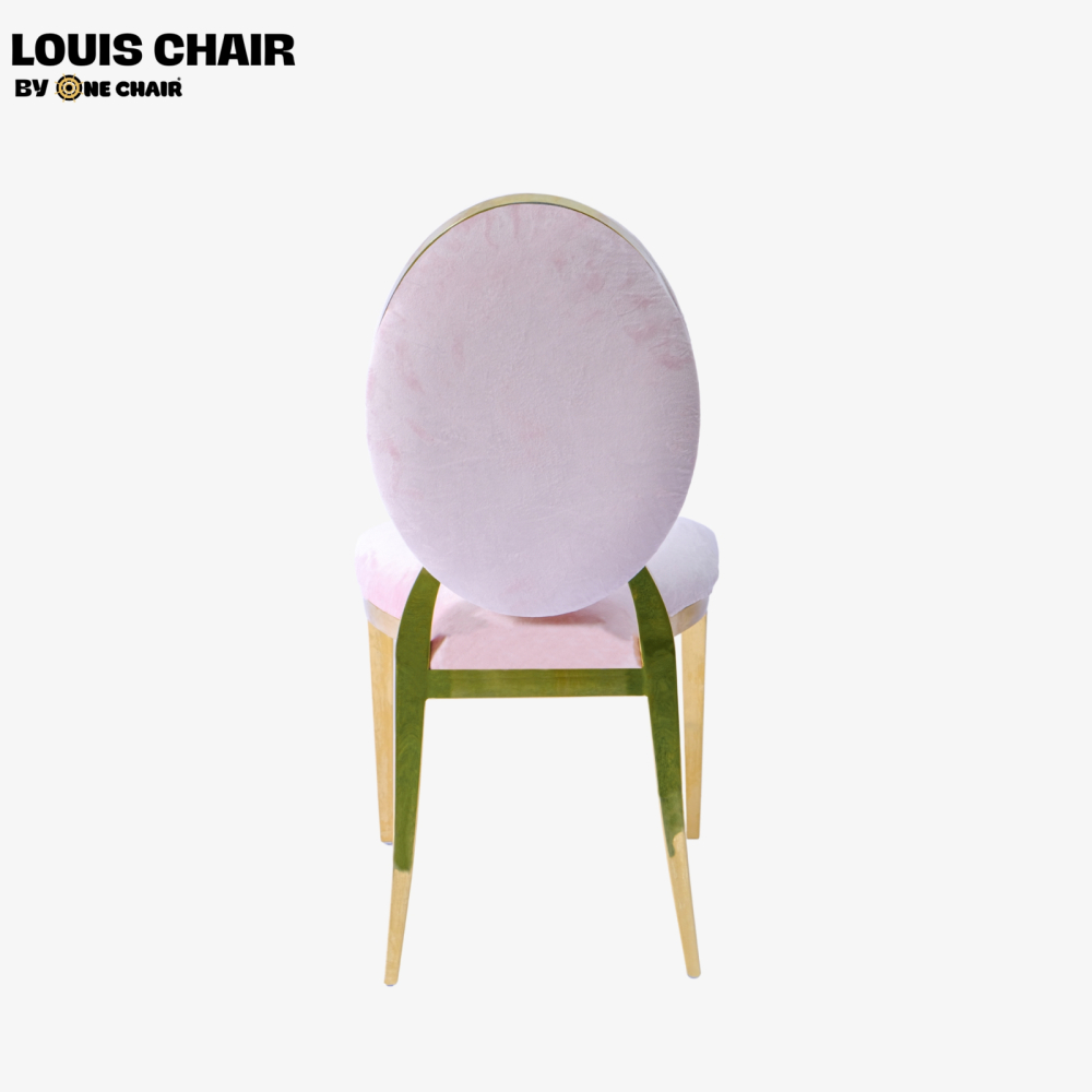 Louis Chair Nhung Hồng - Ghế Tiệc Cưới Mạ Vàng Tinh Tế