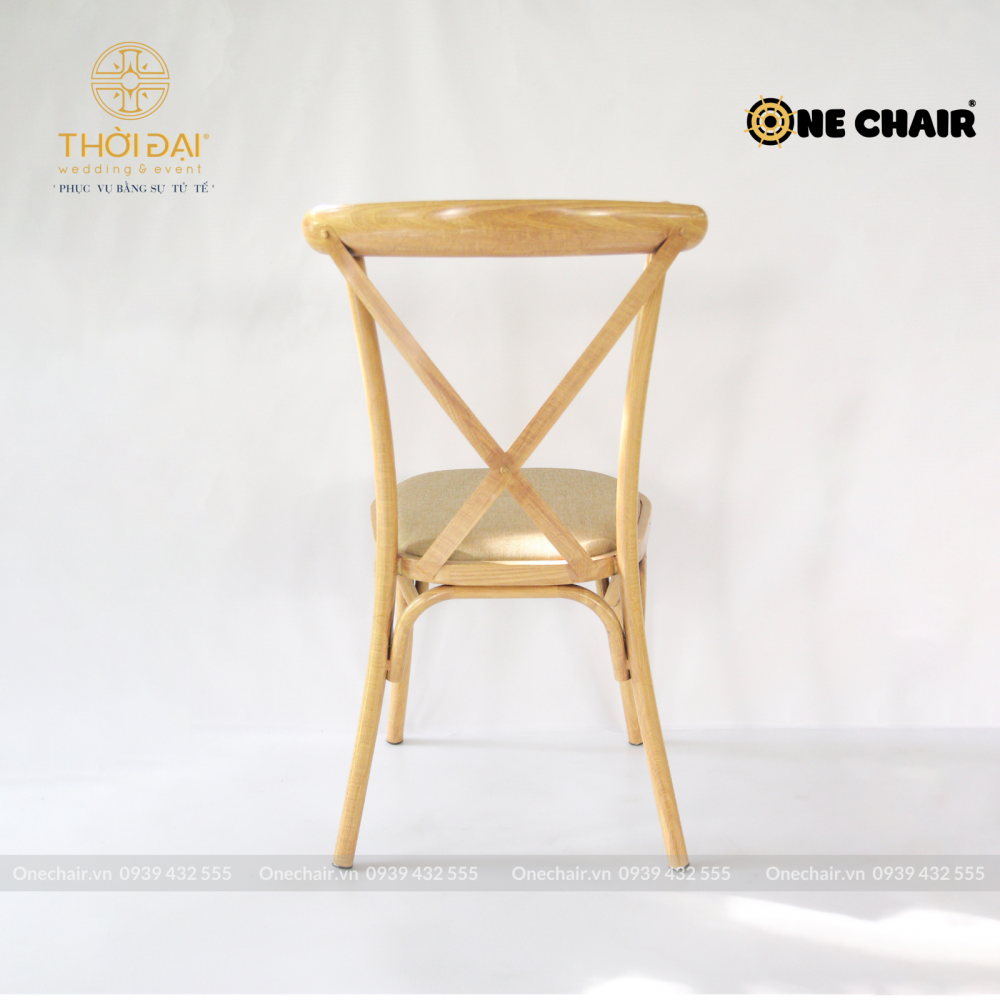 Ghế thép không gỉ crossback chữ X cho sự kiện tiệc cưới, nhà hàng khách sạn xếp chồng nên nhau đa năng