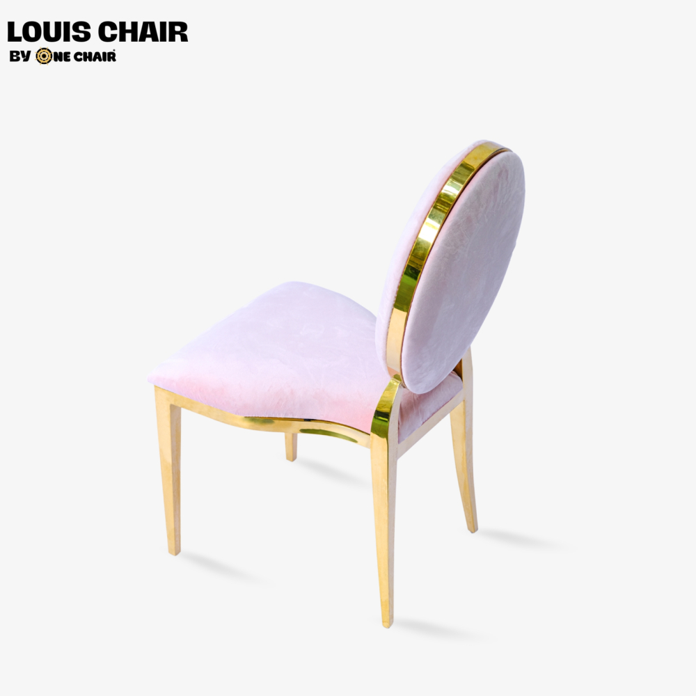 Louis Chair Nhung Hồng - Ghế Tiệc Cưới Mạ Vàng Tinh Tế