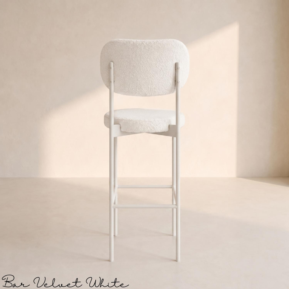Bar Chair Velvet White (White Frame)
