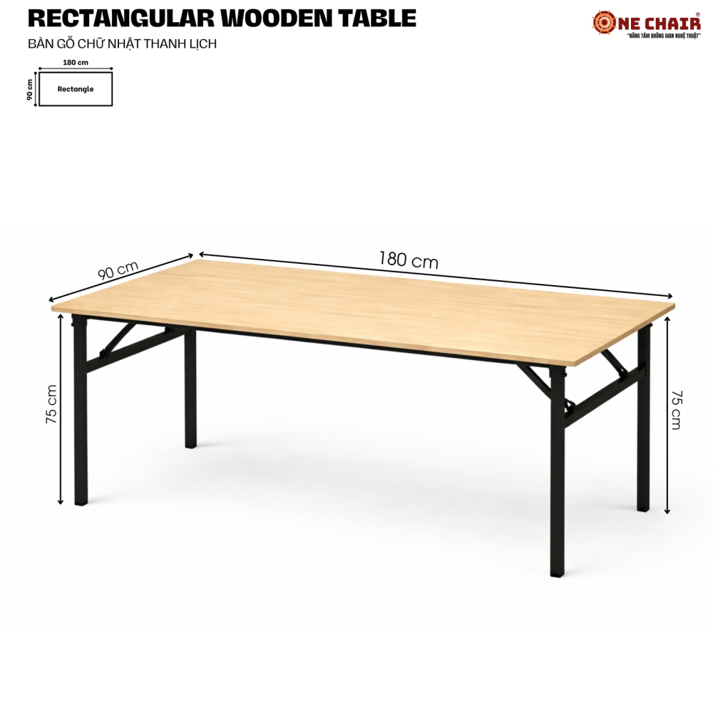 BÀN SỰ KIỆN CHỮ NHẬT – SIZE 90 × 180 CM