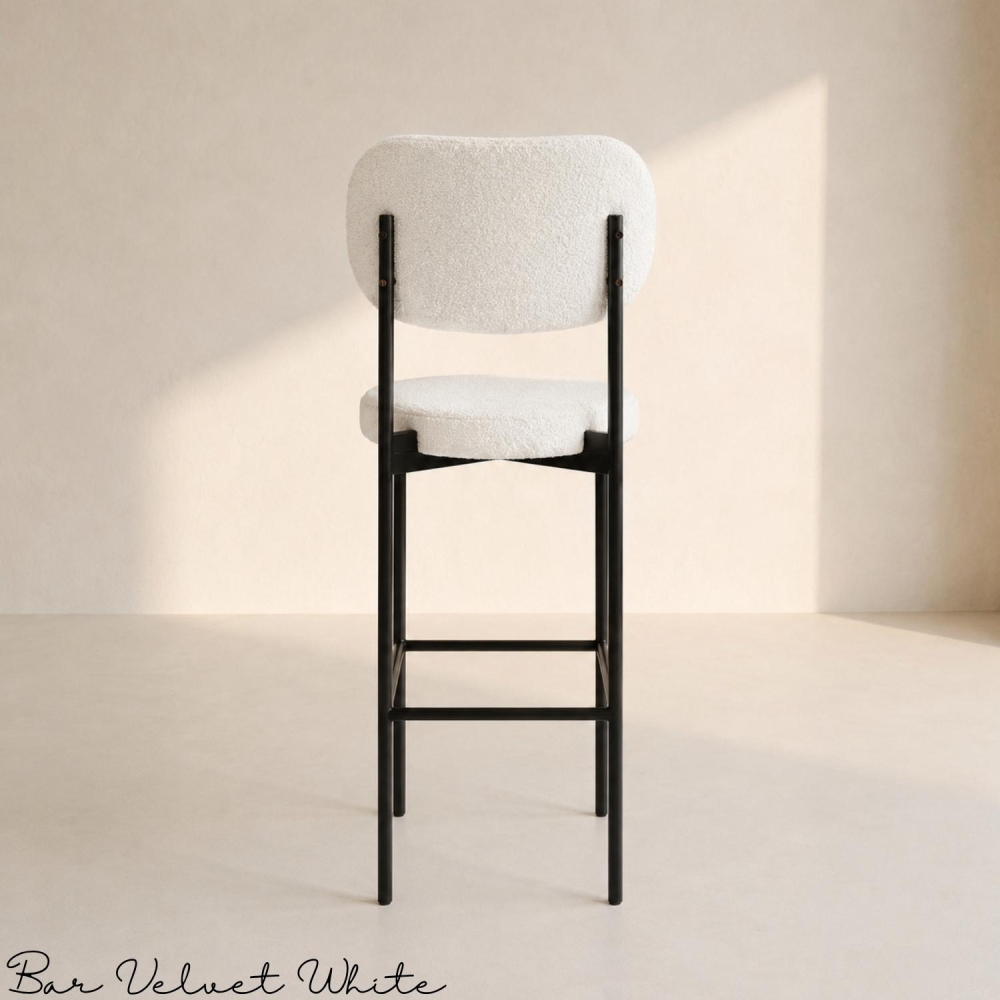 Bar Chair Velvet White (Black Frame)