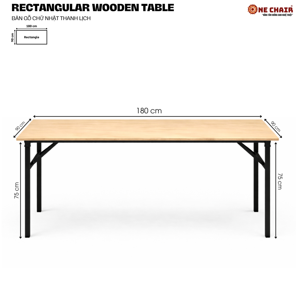 BÀN SỰ KIỆN CHỮ NHẬT – SIZE 90 × 180 CM