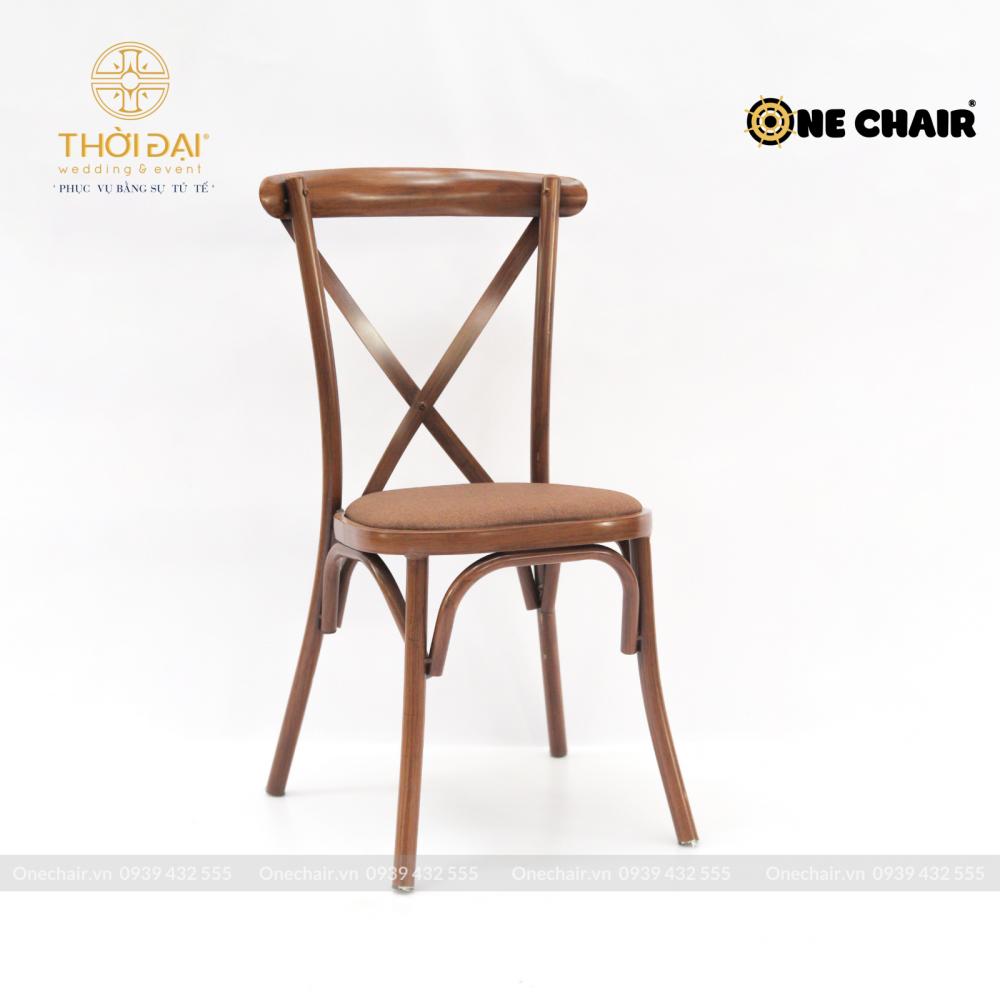 Ghế thép không gỉ crossback chữ X cho sự kiện tiệc cưới, nhà hàng khách sạn xếp chồng nên nhau đa năng