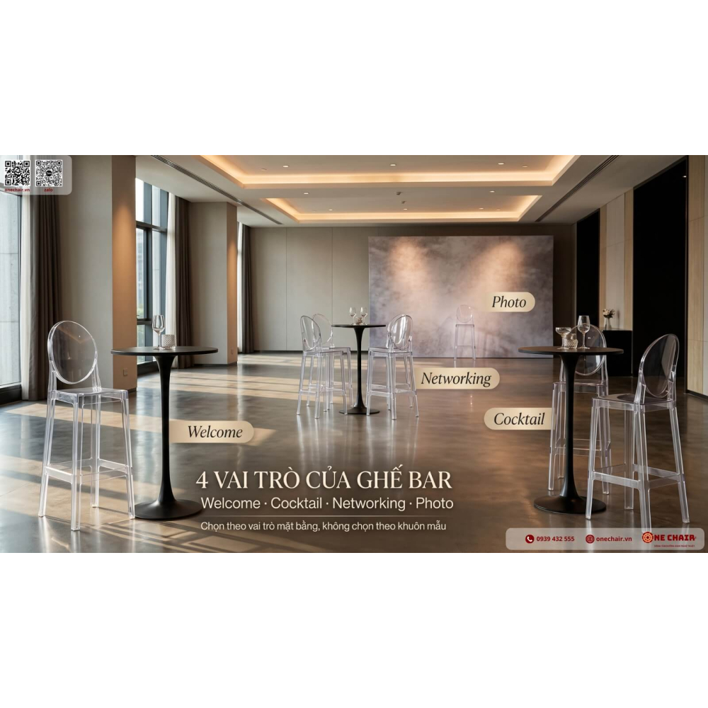 Thuê Ghế Bar Sự Kiện TP.HCM: Chọn Đúng Cho Khu Welcome, Cocktail & Networking