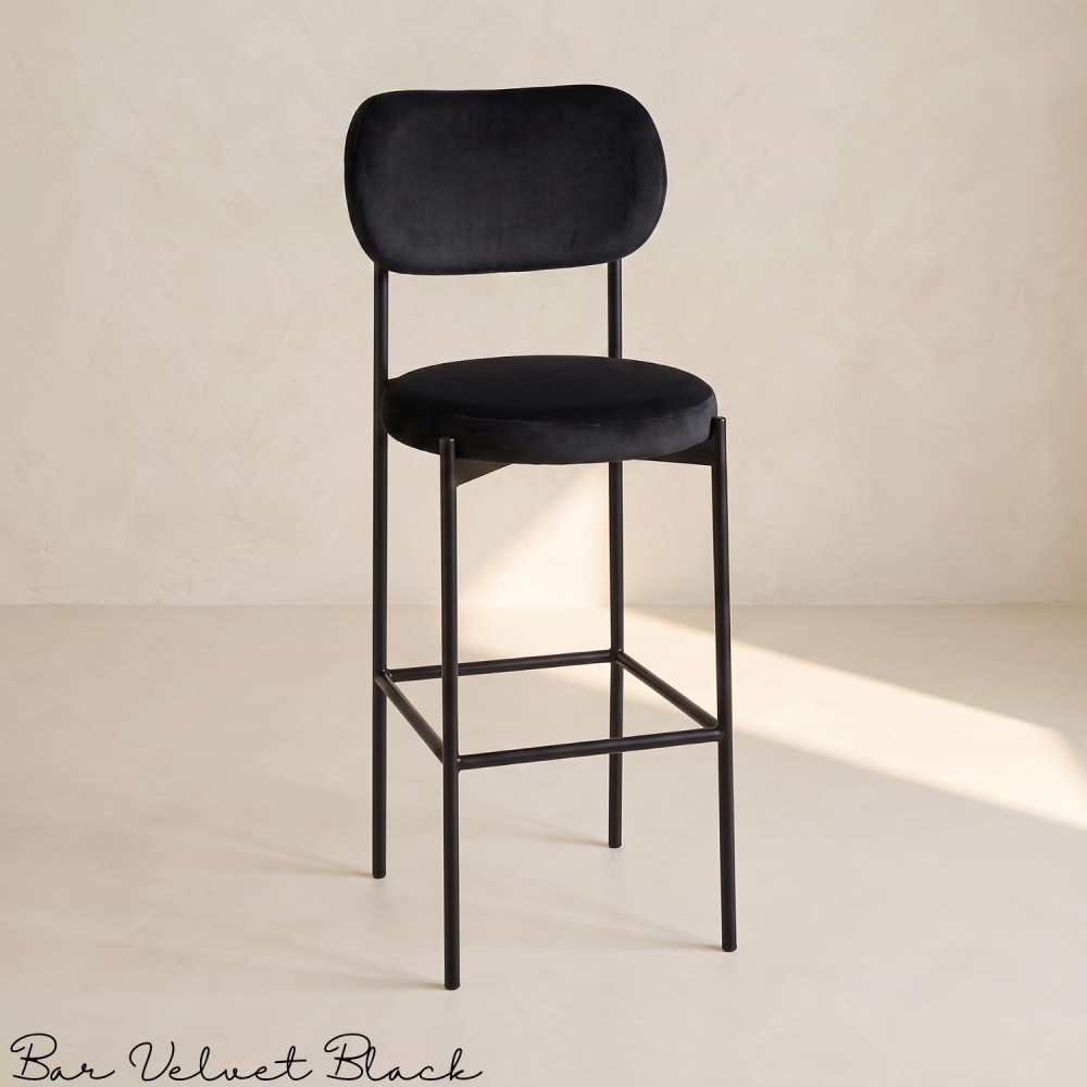 Bar Chair Velvet Black