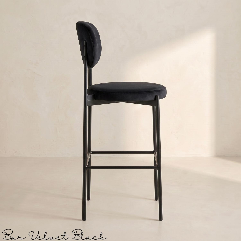 Bar Chair Velvet Black