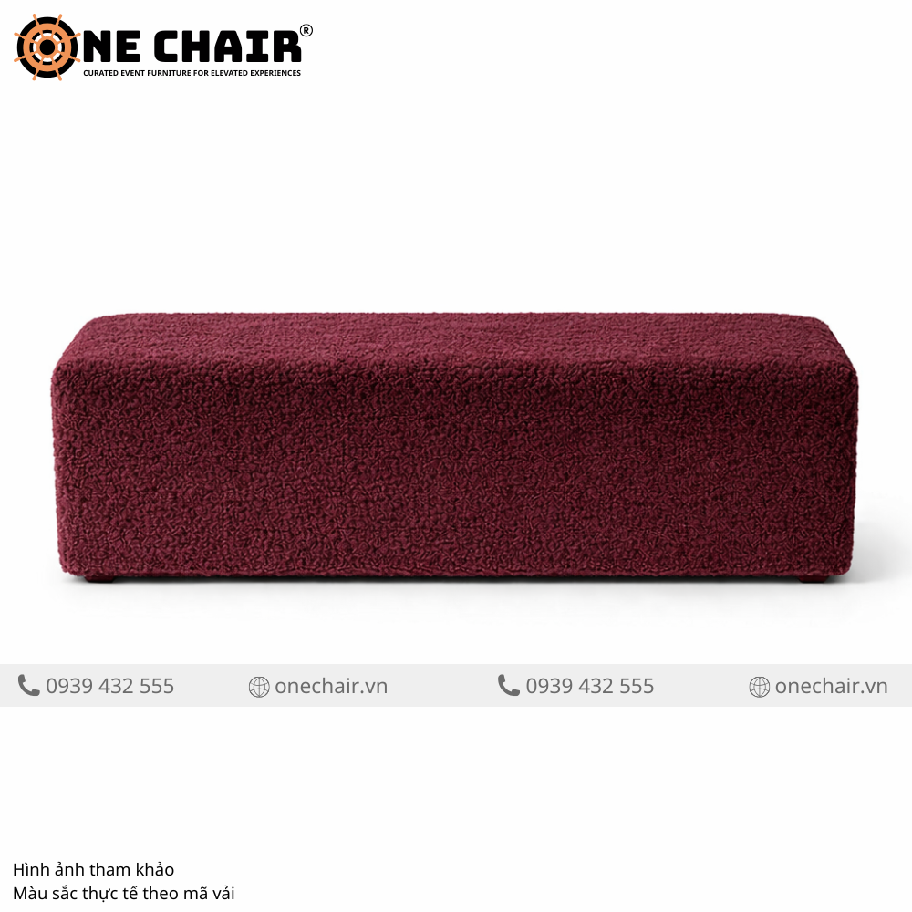 Sofa Băng Không Tựa Đỏ Mận Burgundy – Deep Romance Cho Không Gian Sự Kiện