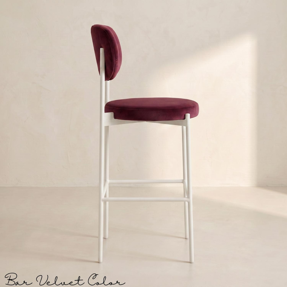 Bar Chair Velvet Color (White Frame)