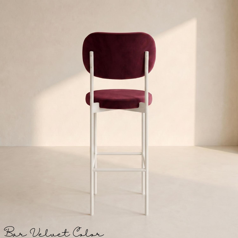 Bar Chair Velvet Color (White Frame)