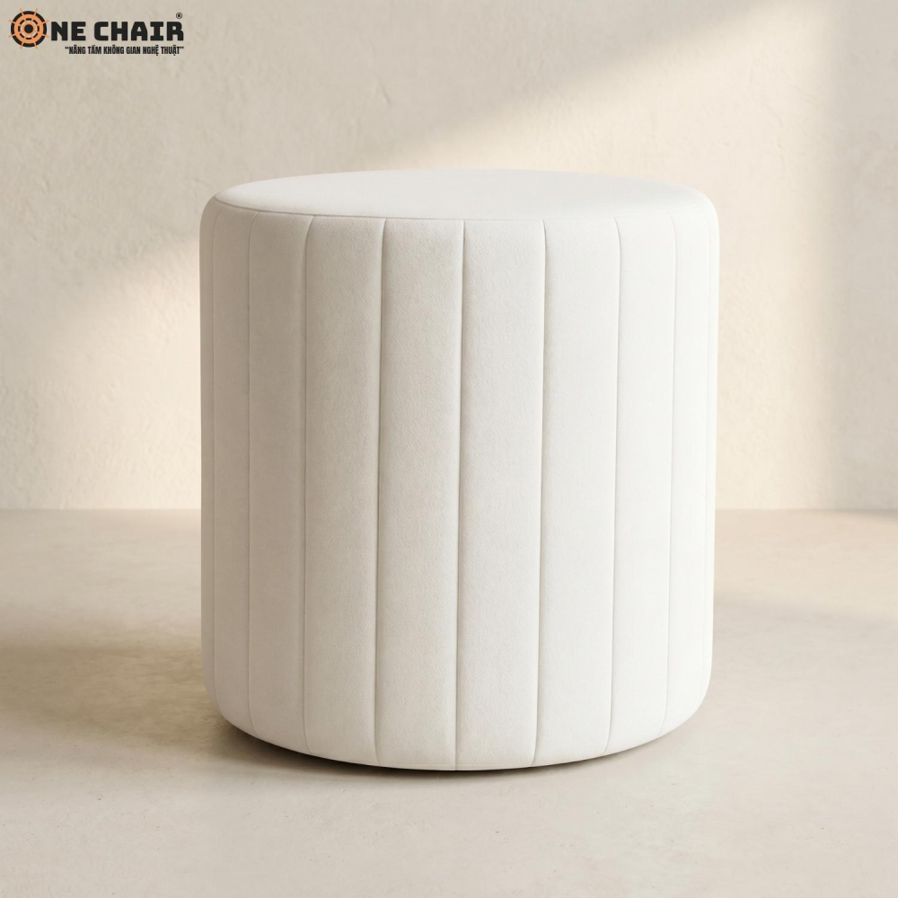 Đôn Tròn Sọc Trắng – Vải Nhung