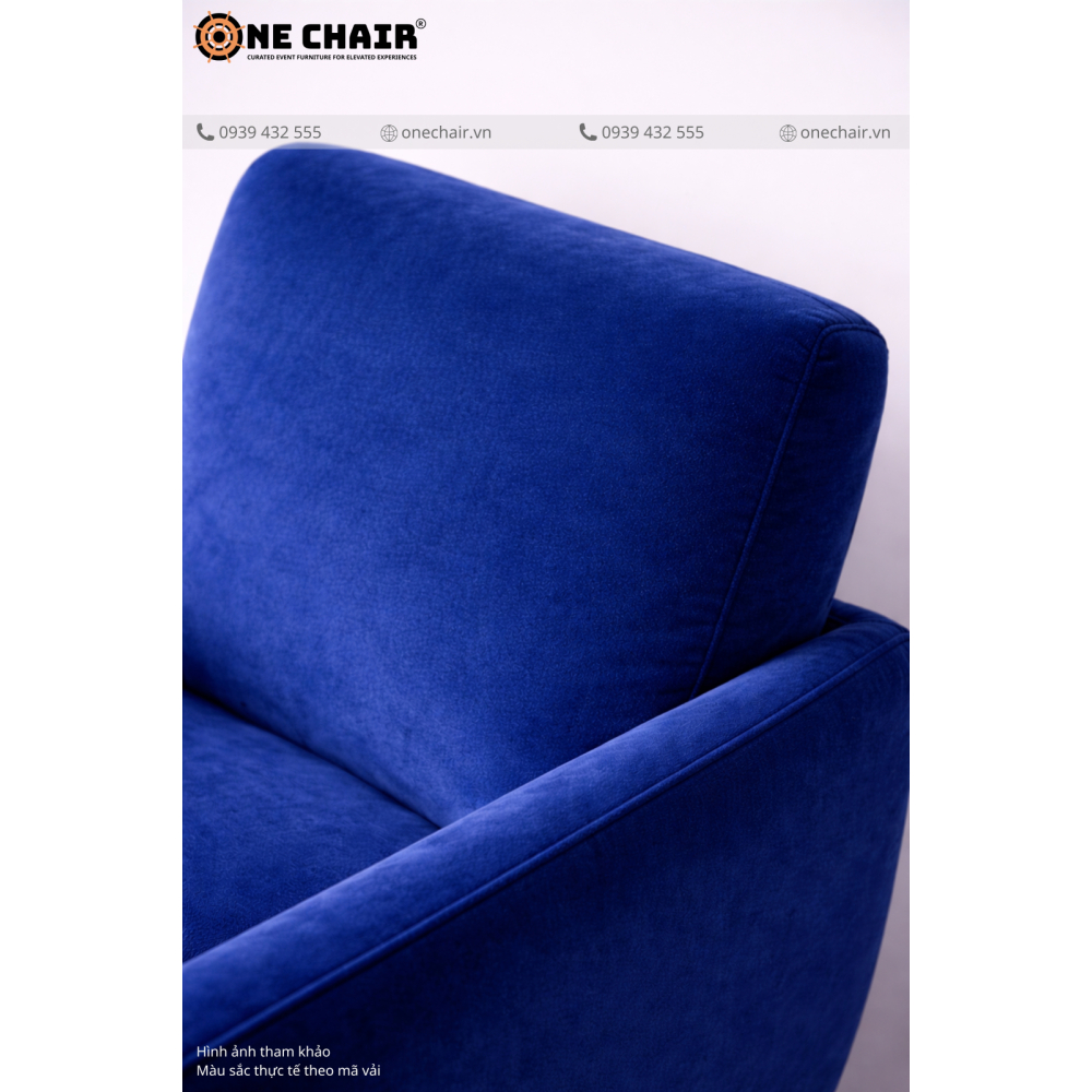 Sofa Đơn Nhung Xanh Coban – Phong Thái VIP Cho Mọi Sự Kiện Đẳng Cấp