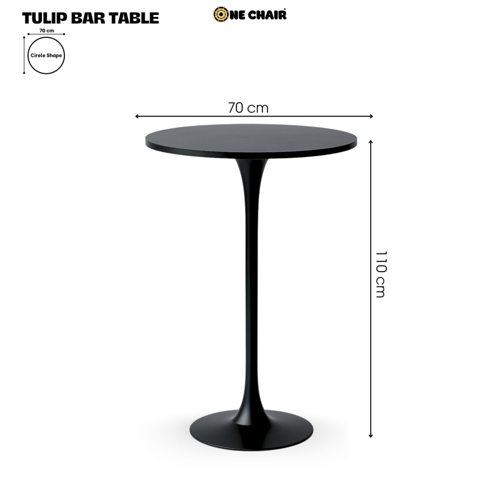 Bàn Bar Sự Kiện Sang Trọng / TULIP BAR TABLE – Bàn Tròn Chân Tulip Đen 110cm