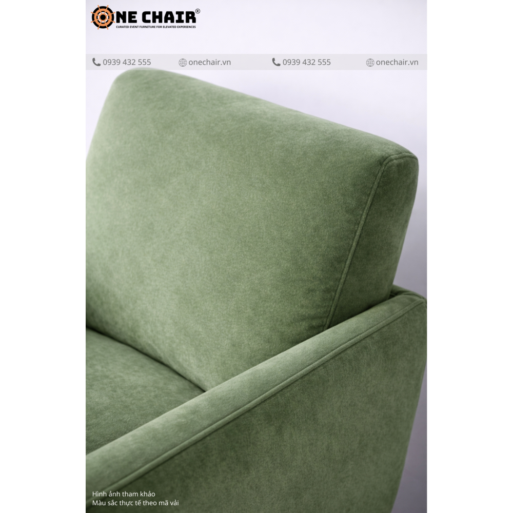 Sofa Đơn Cao Cấp Nhung Xanh Olive – Tươi Mới & Tinh Tế Cho Không Gian Sự Kiện Hiện Đại