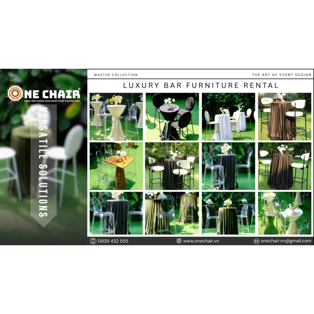 Nghệ Thuật Setup & Decor Bàn Ghế BAR Sự Kiện Cao Cấp - ONE CHAIR Nâng Tầm Không Gian Nghệ Thuật Thương Hiệu