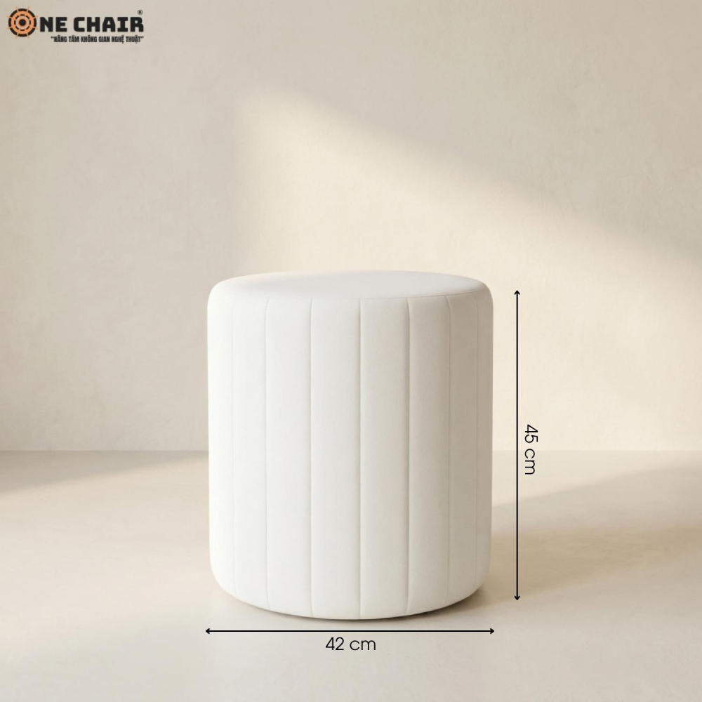Đôn Tròn Sọc Trắng – Vải Nhung