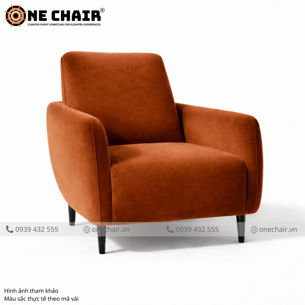 Sofa Đơn Nhung Nâu Terracotta – Hơi Thở Earthy Luxe Chạm Đến Cảm Xúc