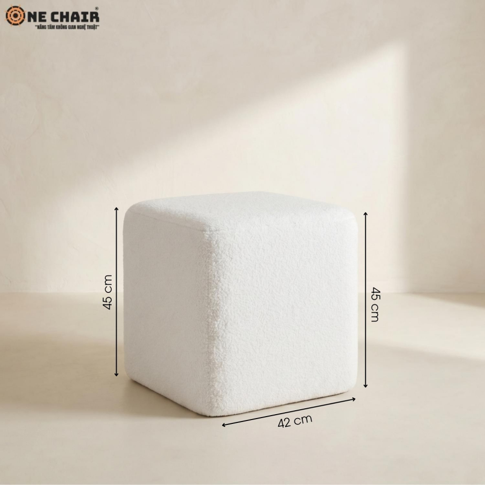 Đôn Vuông Trắng – Lông Cừu