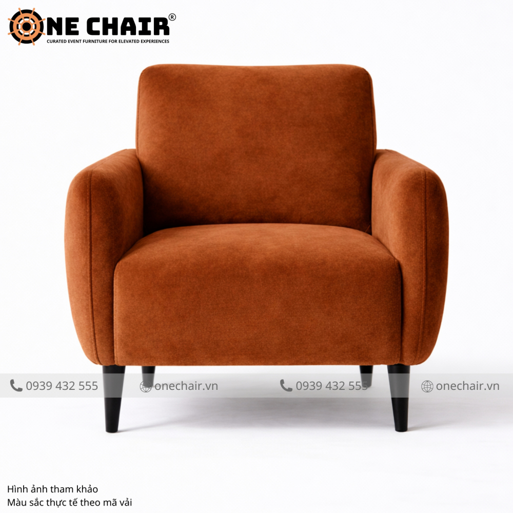 Sofa Đơn Nhung Nâu Terracotta – Hơi Thở Earthy Luxe Chạm Đến Cảm Xúc