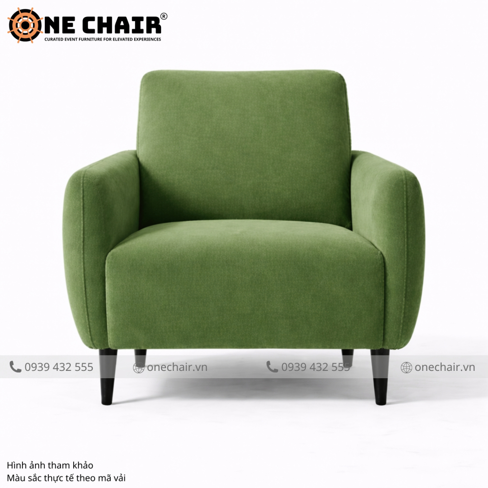Sofa Đơn Cao Cấp Nhung Xanh Olive – Tươi Mới & Tinh Tế Cho Không Gian Sự Kiện Hiện Đại