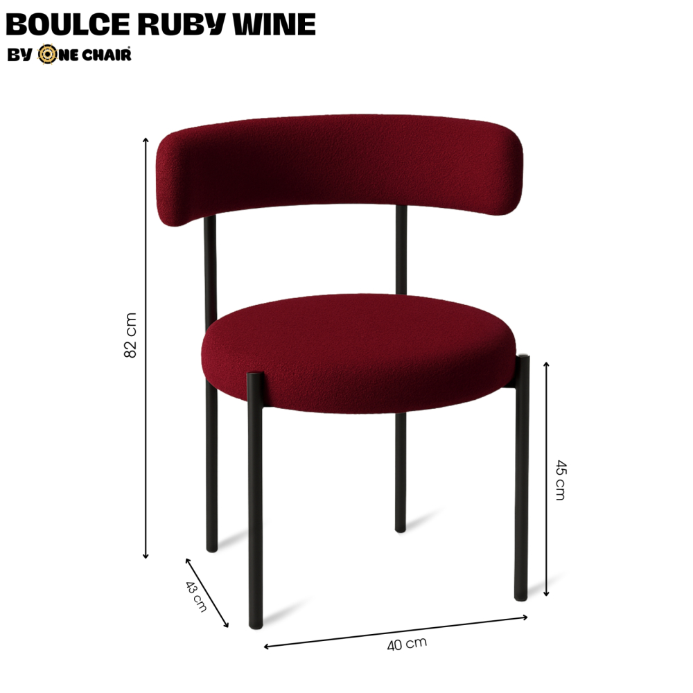 Bouclé Ruby Wine – Khung Kim Loại Đen | Ghế Sofa Mini Sang Trọng