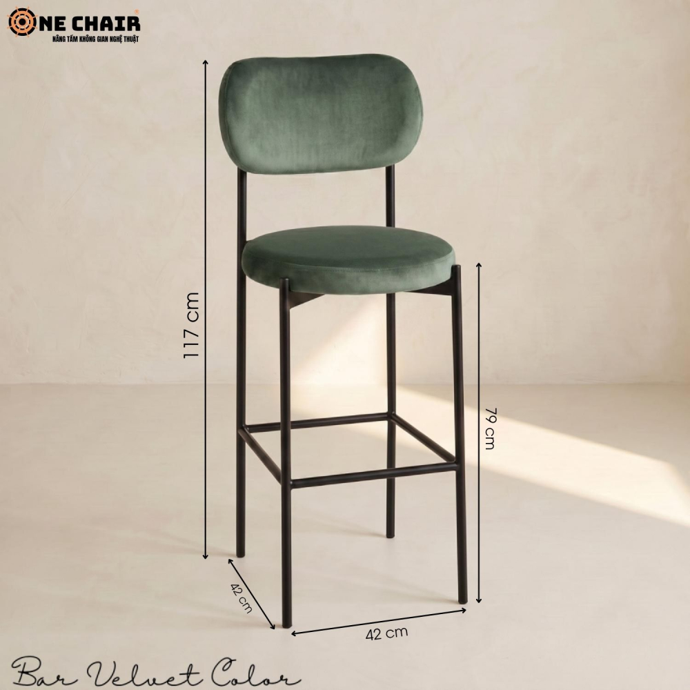 Bar Chair Velvet Color (Black Frame)