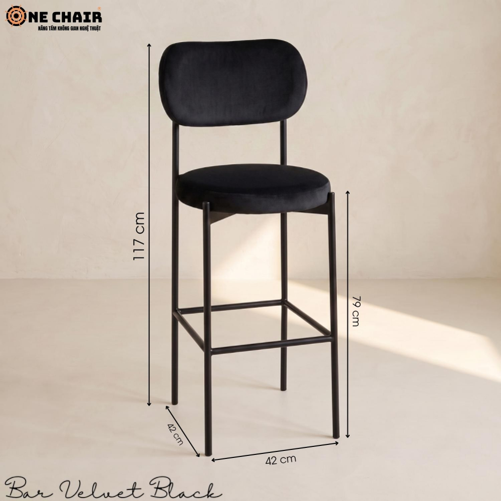 Bar Chair Velvet Black