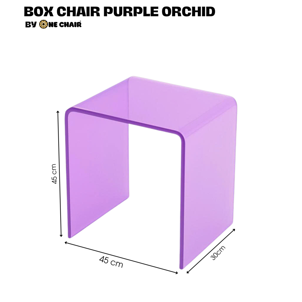 Box Chair Purple Orchid – Ghế Đôn Trong Suốt Màu Tím Lan Kiêu Sa & Quyến Rũ