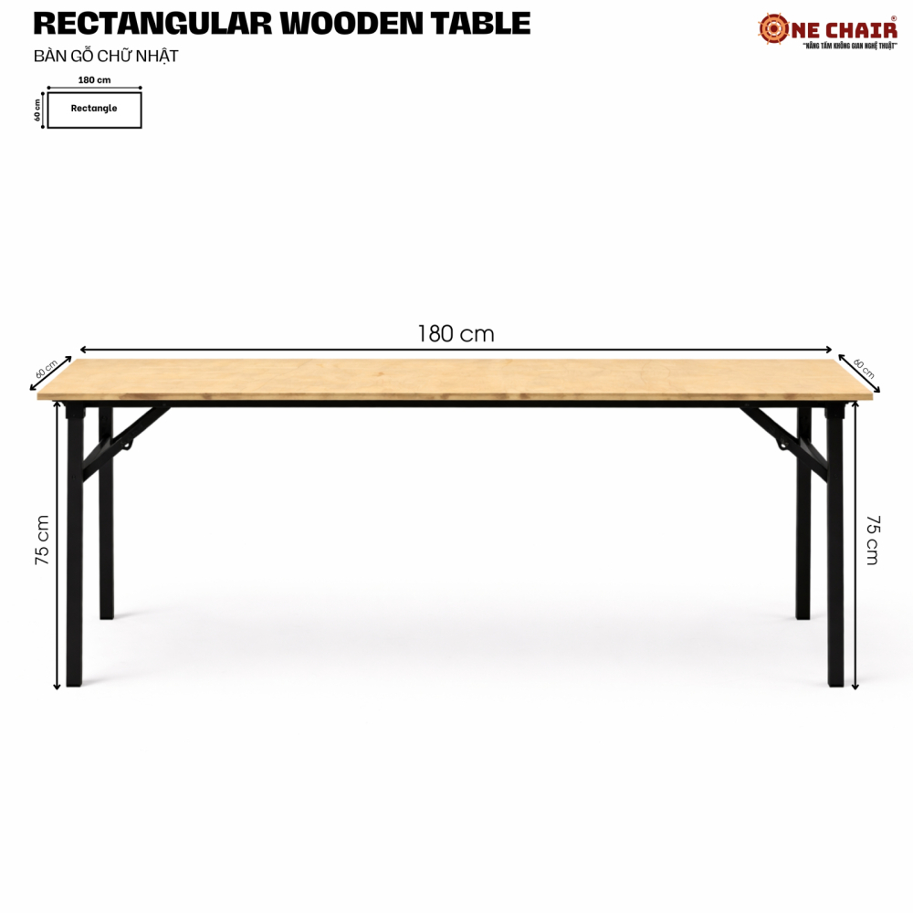 Bàn Chữ Nhật Sự Kiện -  Size 60 × 180 CM