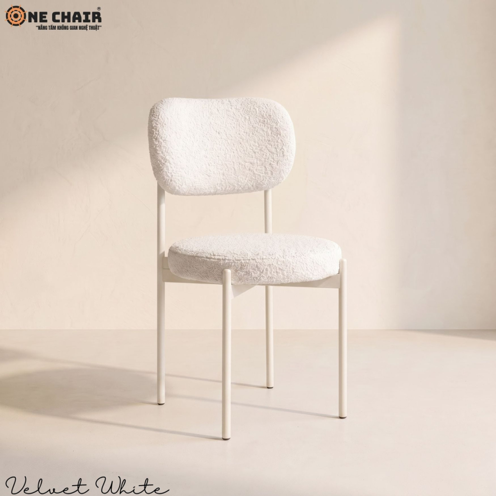 Velvet Chair – White (White Frame)