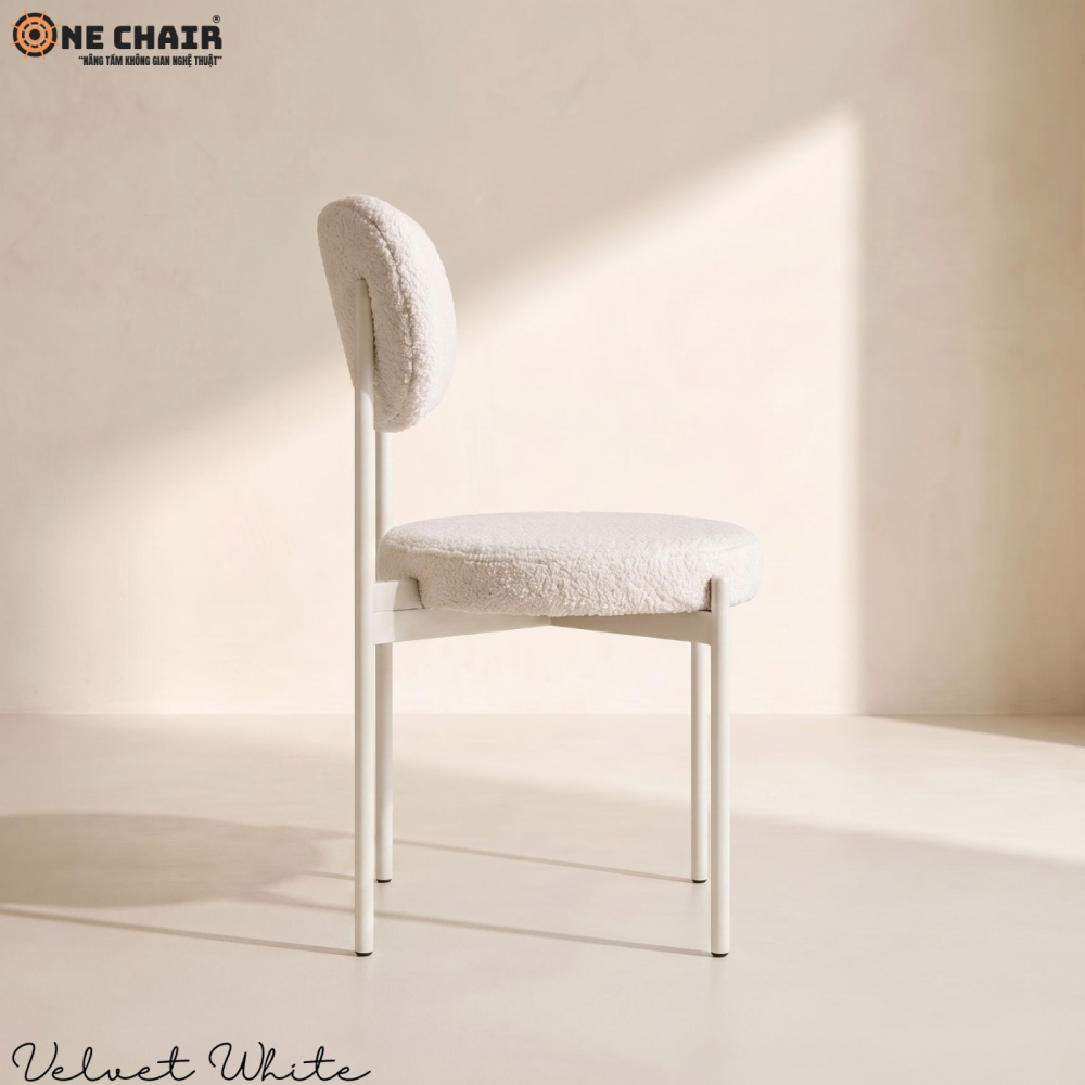 Velvet Chair – White (White Frame)