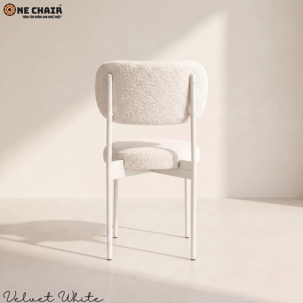 Velvet Chair – White (White Frame)