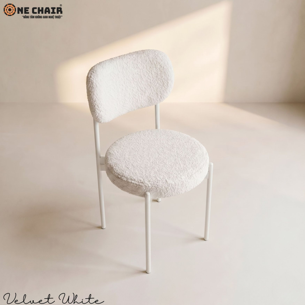 Velvet Chair – White (White Frame)