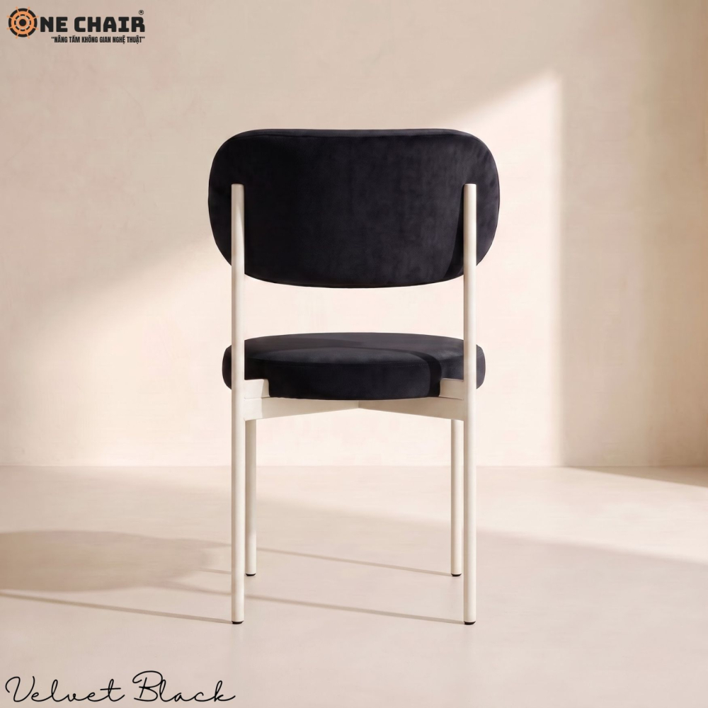 Velvet Chair – Black (White Frame)